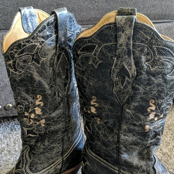 Leather & lizard CORRAL black Cowgirl boots sz 9.5 - Picture 4 of 8